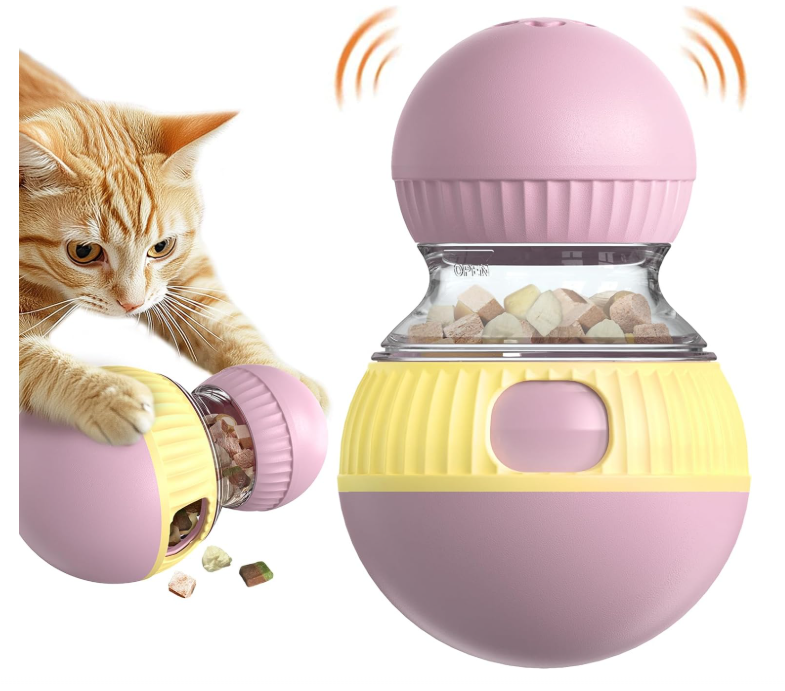 Cat Treat Dispensing Toy Kitten Puzzle Feeder and Food Dispenser Ball