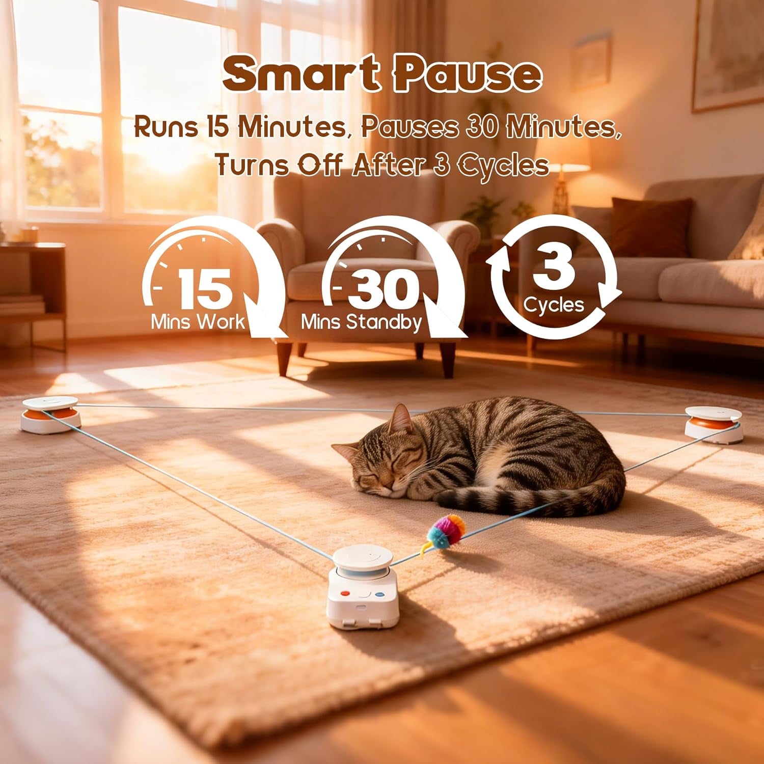 Interactive Cat Toy for Indoor Cats – Automatic Moving & Enrichment Toy for Indoor Cats/Kitten, Auto/Manual Control Cat Treadmill for Exercise & Mental Stimulation, Stimulating Chase Toys (H1K2)