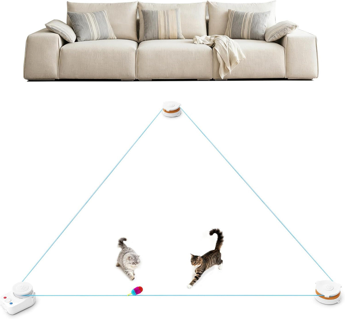 Interactive Cat Toy for Indoor Cats – Automatic Moving & Enrichment Toy for Indoor Cats/Kitten, Auto/Manual Control Cat Treadmill for Exercise & Mental Stimulation, Stimulating Chase Toys (H1K2)