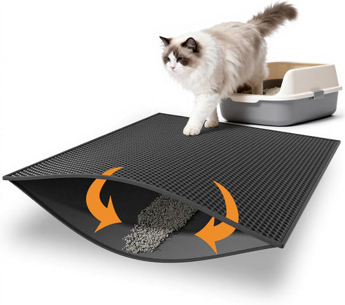 Cat Litter Mat Double Layer Waterproof Urine Proof Trapping Mat 1 Pack (Black, 30X24 Inch (Pack of 1))